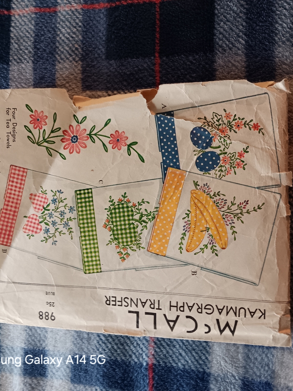 McCall Home Party Supplies Floral Tea Towel Transfer - Blue, Green, Yellow, Pink